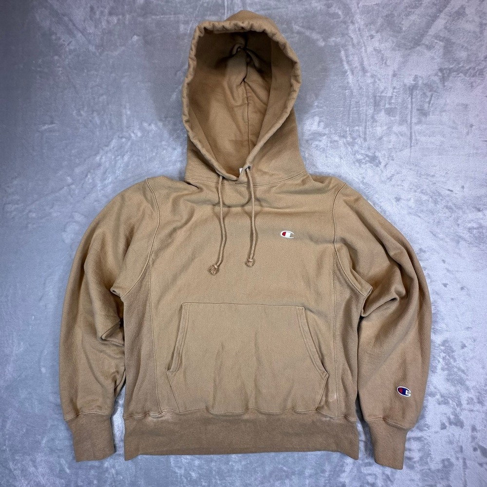 Champion Reverse Weave Hoodie Mens Medium Tan‎ Khaki Sandrock Cotton Honduras